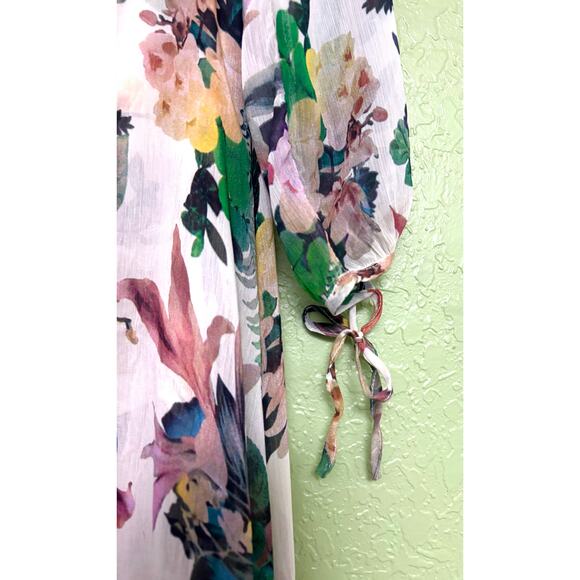 LUXXEL Floral Tropical Vacation Print V Neck Lightweight Flowy Maxi Dress Size M - Picture 8 of 11